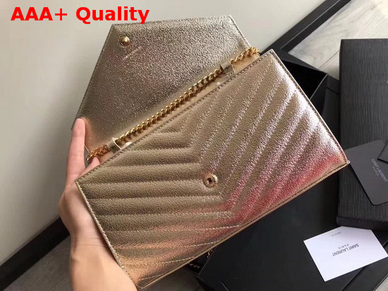 Ysl Envelope Chain Wallet in Metallic Gold Calfskin Replica