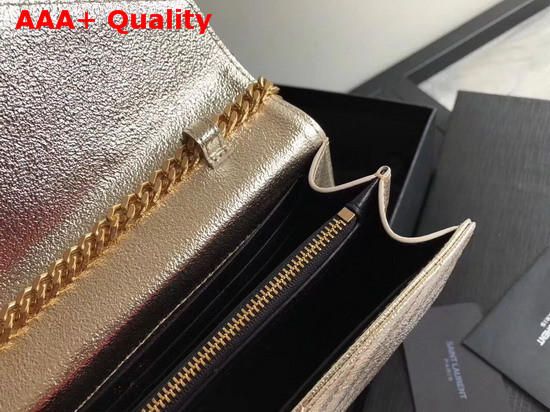 Ysl Envelope Chain Wallet in Metallic Gold Calfskin Replica