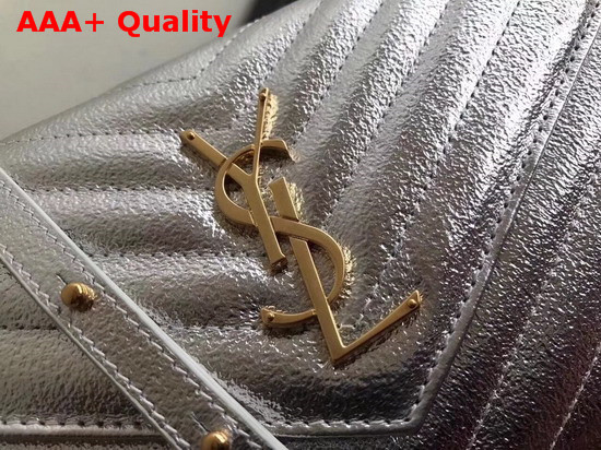 Ysl Envelope Chain Wallet in Metallic Silver Calfskin Replica