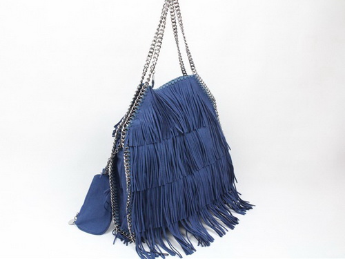 Stella McCartney Falabella Fringe Tote Bag Blue Leather for Sale