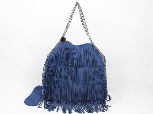 Stella McCartney Falabella Fringe Tote Bag Blue Leather for Sale