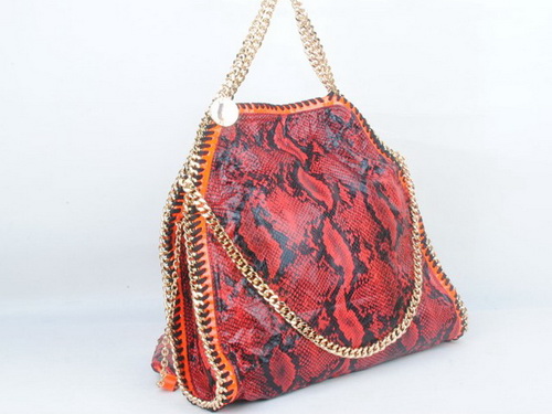 Stella McCartney Falabella Snake Print Foldover Tote Red for Sale