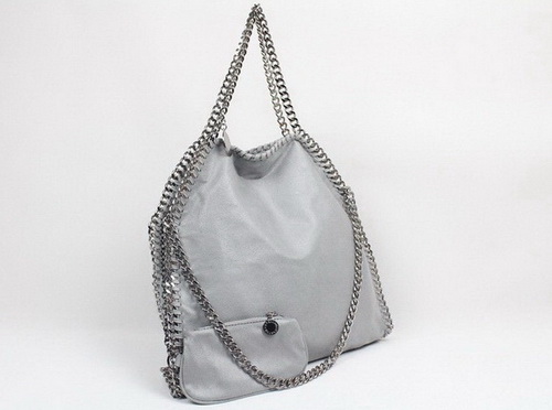 Stella McCartney Medium Foldover Tote Light Grey Patent Leather for Sale