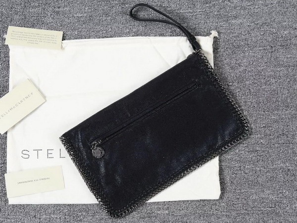 Stella Mccartney Falabella Chamois Fold Over Clutch in Black for Sale