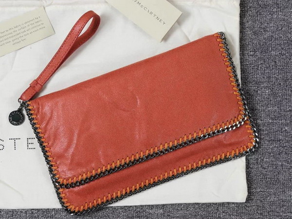 Stella Mccartney Falabella Chamois Fold Over Clutch in Orange for Sale