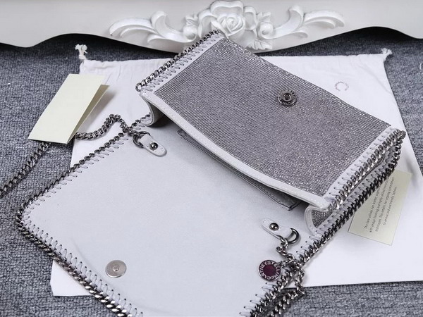 Stella Mccartney Falabella Cristal Stones Cross Body Bag in Light Grey for Sale