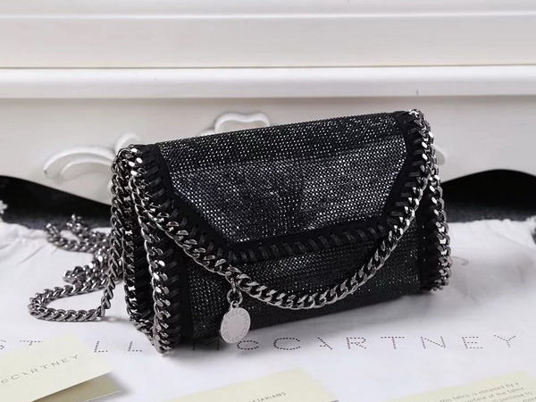 Stella Mccartney Falabella Crystal Stones Shaggy Deer Tiny Bag in Black for Sale