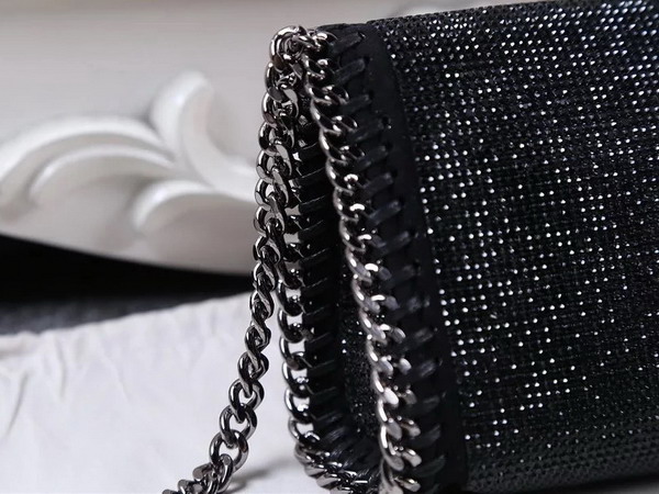 Stella Mccartney Falabella Crystal Stones Shaggy Deer Tiny Bag in Black for Sale