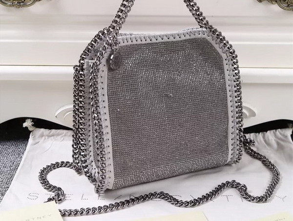 Stella Mccartney Falabella Crystal Stones Tiny Tote in Grey for Sale