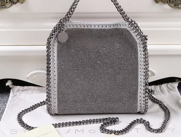 Stella Mccartney Falabella Crystal Stones Tiny Tote in Grey for Sale