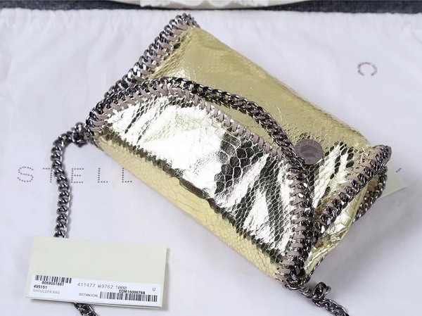 Stella Mccartney Falabella Metallic Alter Snake Tiny Bag in Gold for Sale