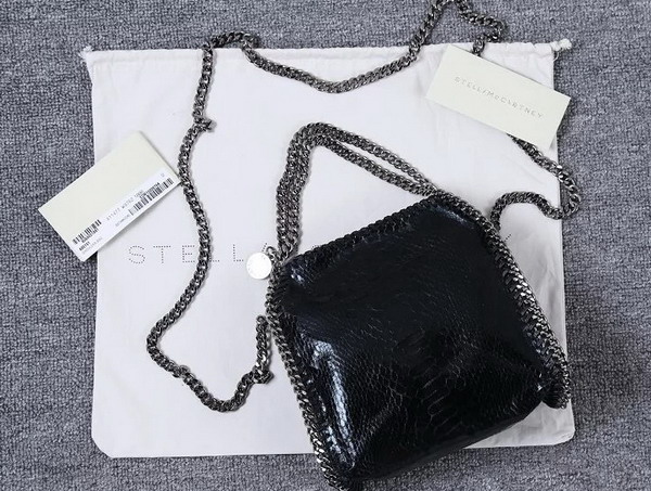 Stella Mccartney Falabella Metallic Alter Snake Tiny Tote in Black for Sale