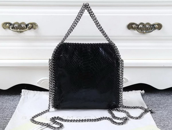 Stella Mccartney Falabella Metallic Alter Snake Tiny Tote in Black for Sale