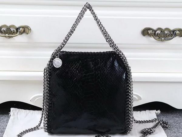 Stella Mccartney Falabella Metallic Alter Snake Tiny Tote in Black for Sale