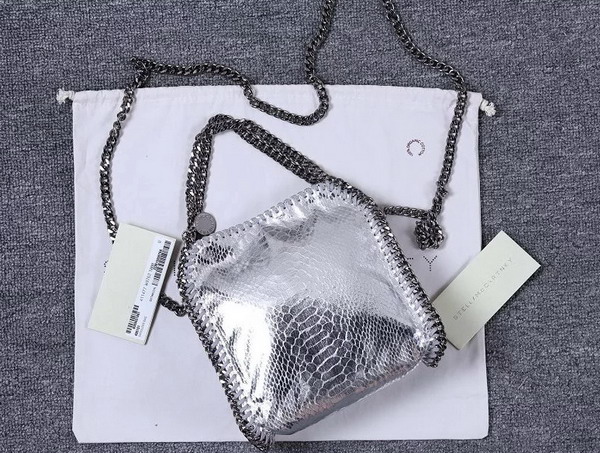 Stella Mccartney Falabella Metallic Alter Snake Tiny Tote in Silver for Sale