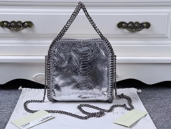 Stella Mccartney Falabella Metallic Alter Snake Tiny Tote in Silver for Sale