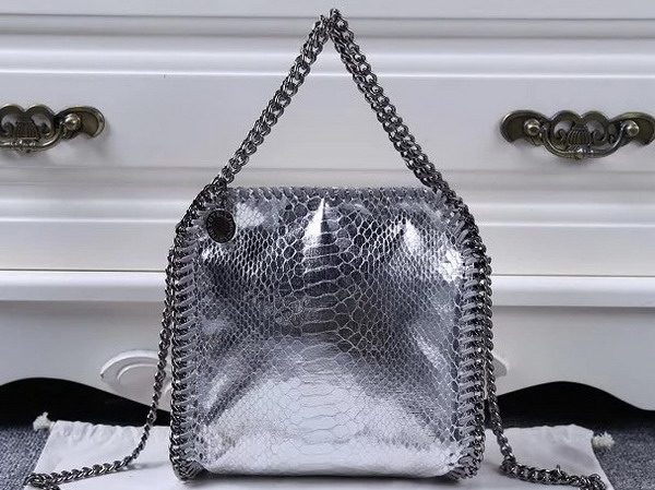 Stella Mccartney Falabella Metallic Alter Snake Tiny Tote in Silver for Sale