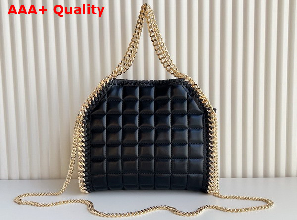 Stella Mccartney Falabella Square Quilted Wallet Crossbody Bag in Black Leather Replica