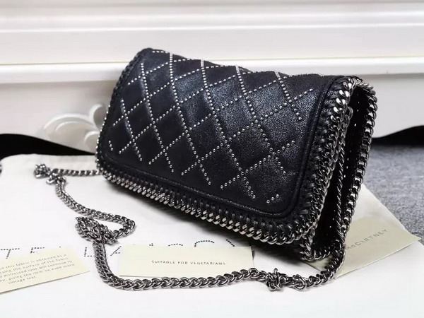 Stella Mccartney Falabella Studded Quilted Shaggy Deer Cross Body Bag in Black for Sale