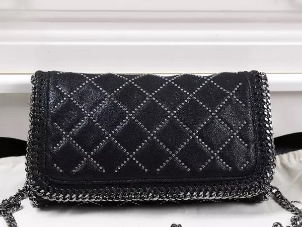 Stella Mccartney Falabella Studded Quilted Shaggy Deer Cross Body Bag in Black for Sale