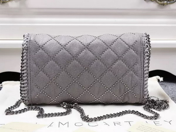 Stella Mccartney Falabella Studded Quilted Shaggy Deer Cross Body Bag in Light Grey for Sale