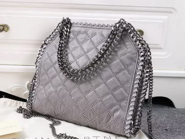 Stella Mccartney Falabella Studded Quilted Shaggy Deer Mini Tote Light Grey for Sale