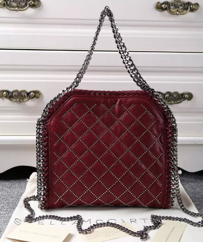 Stella Mccartney Falabella Studded Quilted Shaggy Deer Mini Tote in Plum for Sale