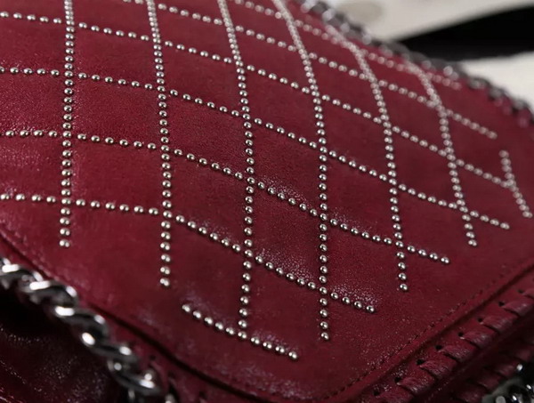 Stella Mccartney Falabella Studded Quilted Shaggy Deer Mini Tote in Plum for Sale