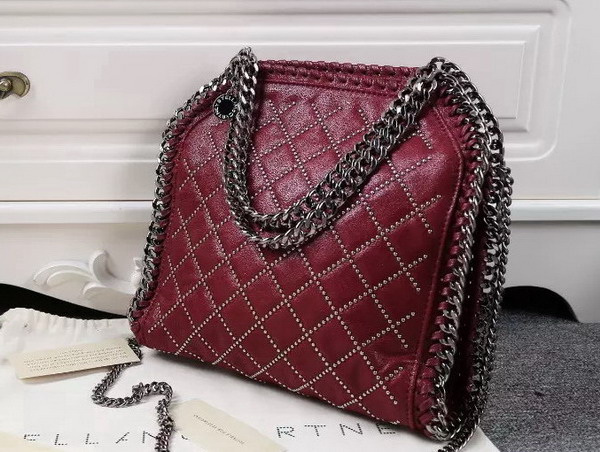 Stella Mccartney Falabella Studded Quilted Shaggy Deer Mini Tote in Plum for Sale