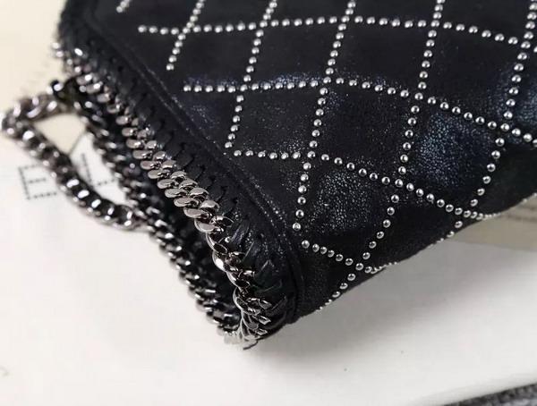 Stella Mccartney Falabella Studded Quilted Shaggy Deer Tiny Tote in Black for Sale