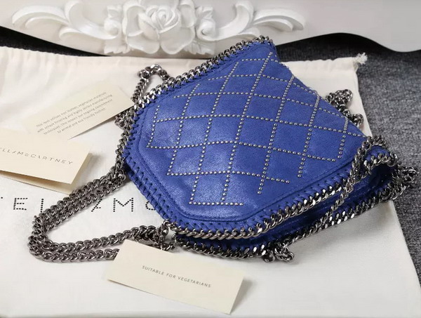 Stella Mccartney Falabella Studded Quilted Shaggy Deer Tiny Tote in Blue for Sale