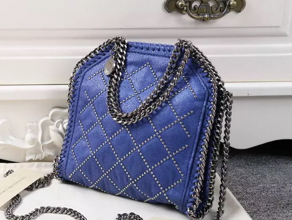 Stella Mccartney Falabella Studded Quilted Shaggy Deer Tiny Tote in Blue for Sale