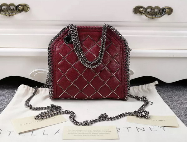 Stella Mccartney Falabella Studded Quilted Shaggy Deer Tiny Tote in Plum for Sale