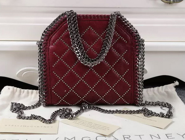 Stella Mccartney Falabella Studded Quilted Shaggy Deer Tiny Tote in Plum for Sale