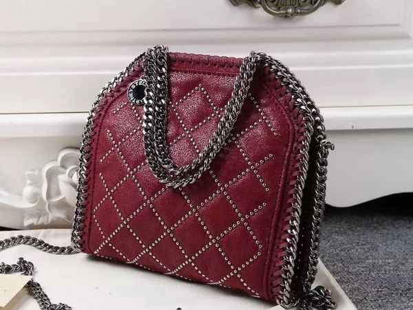 Stella Mccartney Falabella Studded Quilted Shaggy Deer Tiny Tote in Plum for Sale