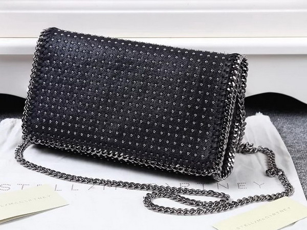 Stella Mccartney Falabella Studded Shaggy Deer Cross Body Bag in Black for Sale