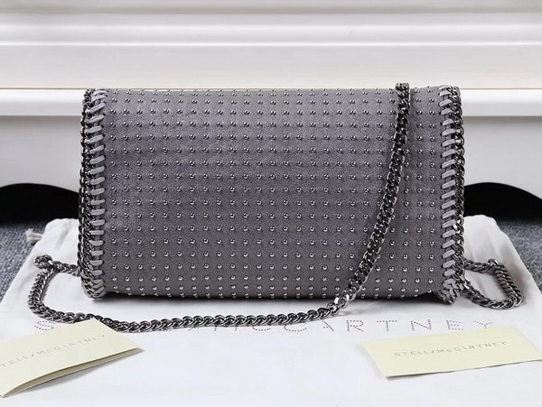 Stella Mccartney Falabella Studded Shaggy Deer Cross Body Bag in Light Grey for Sale