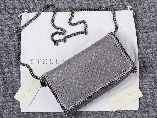 Stella Mccartney Falabella Studded Shaggy Deer Cross Body Bag in Light Grey for Sale