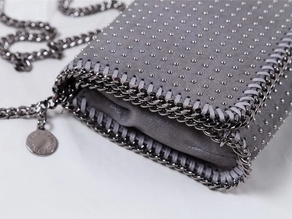 Stella Mccartney Falabella Studded Shaggy Deer Cross Body Bag in Light Grey for Sale