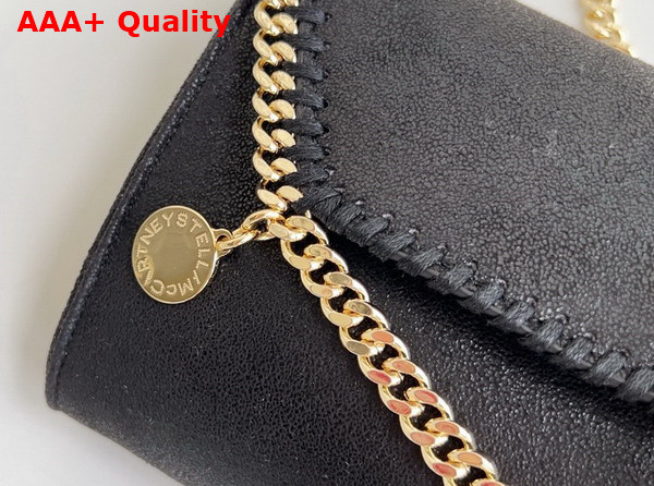 Stella Mccartney Falabella Wallet Crossbody Bag in Black Matte Vegan Shaggy Deer Fabric Replica