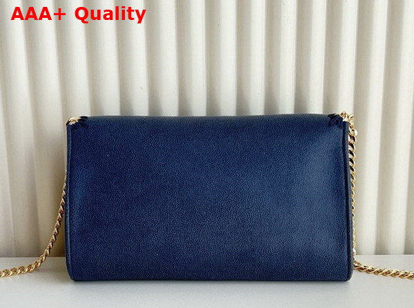 Stella Mccartney Falabella Wallet Crossbody Bag in Indigo Moon Matte Vegan Shaggy Deer Fabric Replica