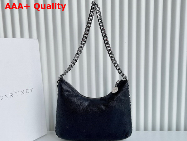 Stella Mccartney Falabella Zipped Mini Shoulder Bag in Black with Silver Chain Replica