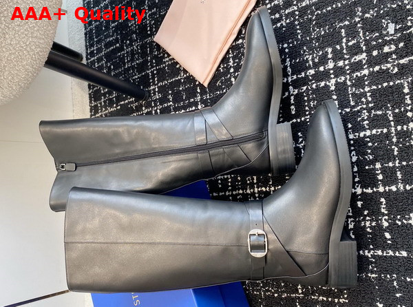 Stuart Weitzman Bella Belted Boot in Black Calfskin Leather Replica