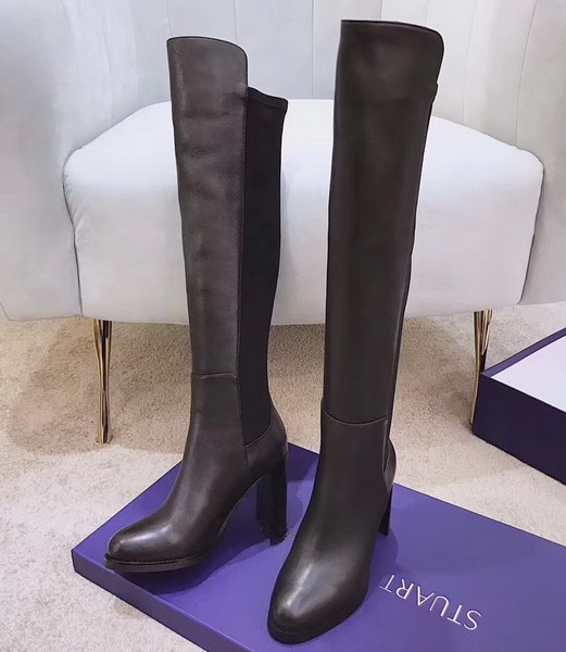 Stuart Weitzman Hijack Boot in Black Smooth Calf with Micro Stretch Back Shaft For Sale