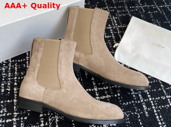 Stuart Weitzman Mercer Bold Chelsea Bootie in Beige Suede Leather Replica