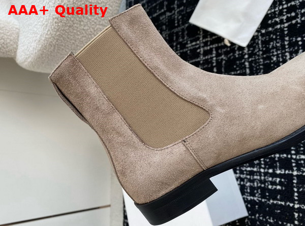 Stuart Weitzman Mercer Bold Chelsea Bootie in Beige Suede Leather Replica