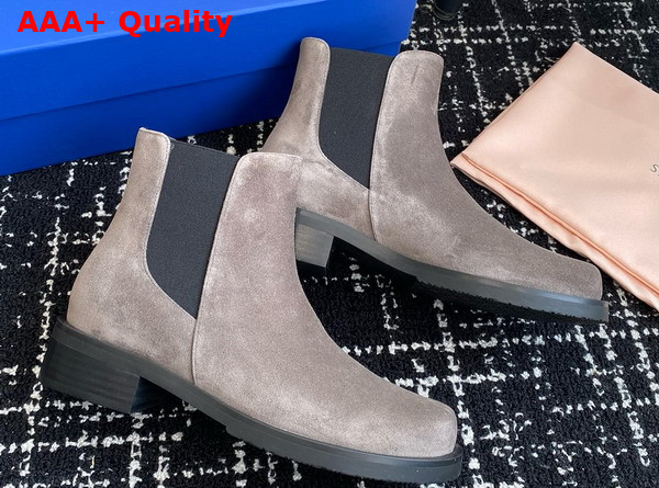 Stuart Weitzman Mercer Bold Chelsea Bootie in Grey Suede Leather Replica