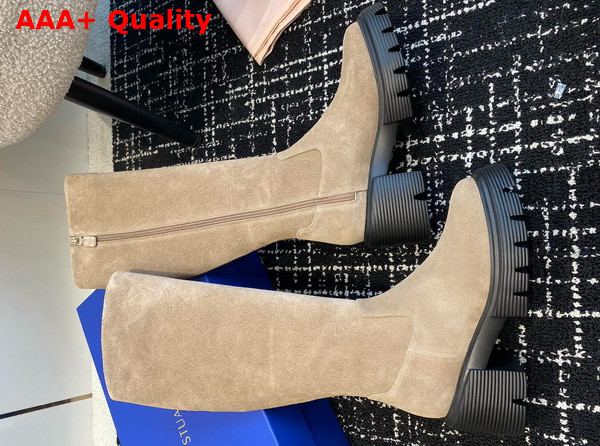 Stuart Weitzman Soho Knee High Boot in Beige Suede Leather Replica