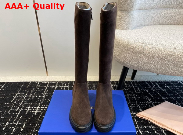 Stuart Weitzman Soho Knee High Boot in Dark Brown Suede Leather Replica