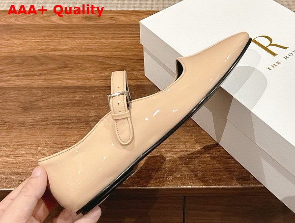 The Row Ava Shoe in Beige Patent Leather Replica